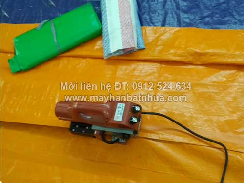 Máy hàn bạt che mưa nắng, bạt dứa xanh cam, bạt sọc JIT800