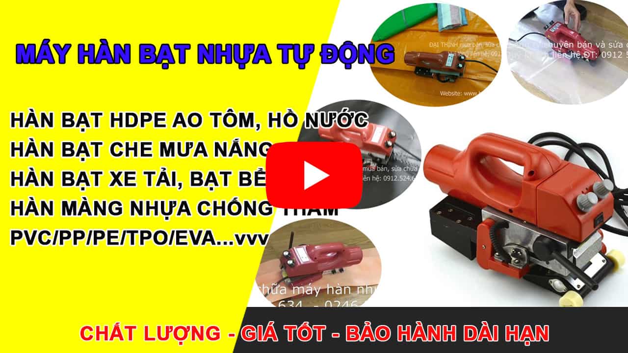 Test máy hàn bạt nhựa JIT800 hàn bạt HDPE, bạt che mưa nắng, màng nhựa PVC, EVA